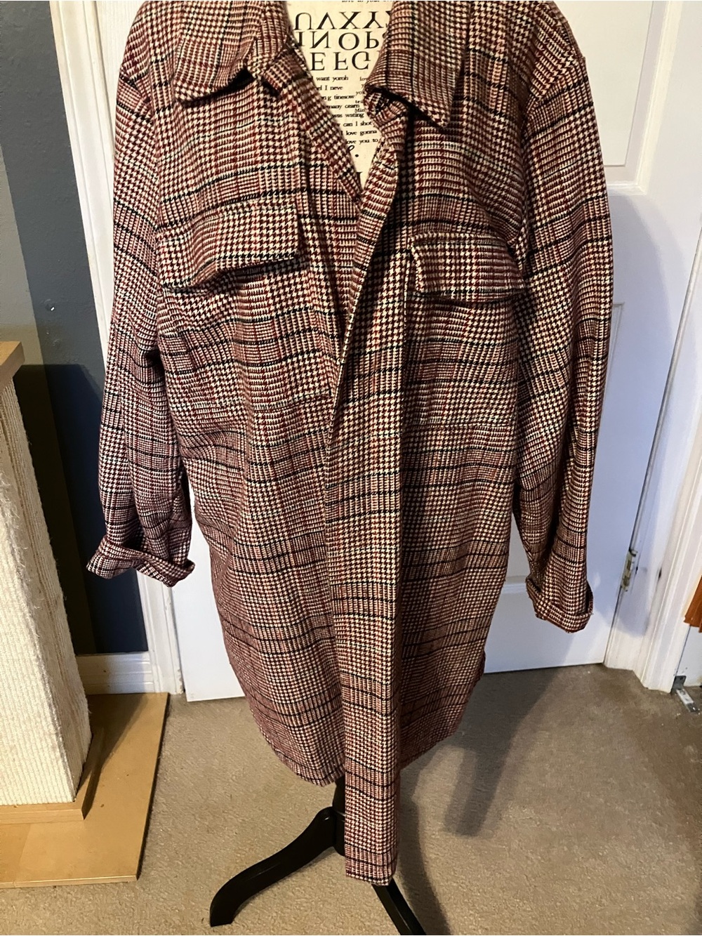 MELLODAY Plaid Longline Shacket in Brown and Black